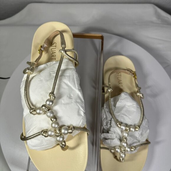 Stuart Weitzman Sandals Womens Size 9 Pearl Knot Demi Wedge Thong - Picture 14 of 14